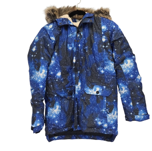 Lands' End Other - Lands End Kids Galaxy Down Filled Blue Winter Ski Jacket & Gloves Parka Size XL